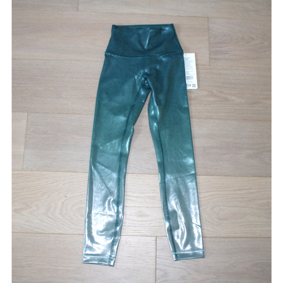 B2 New Lululemon Wunder Train HR Tight 25” Foil Green LW5FYNS GFE2 Size 0 $118 - Picture 2 of 4